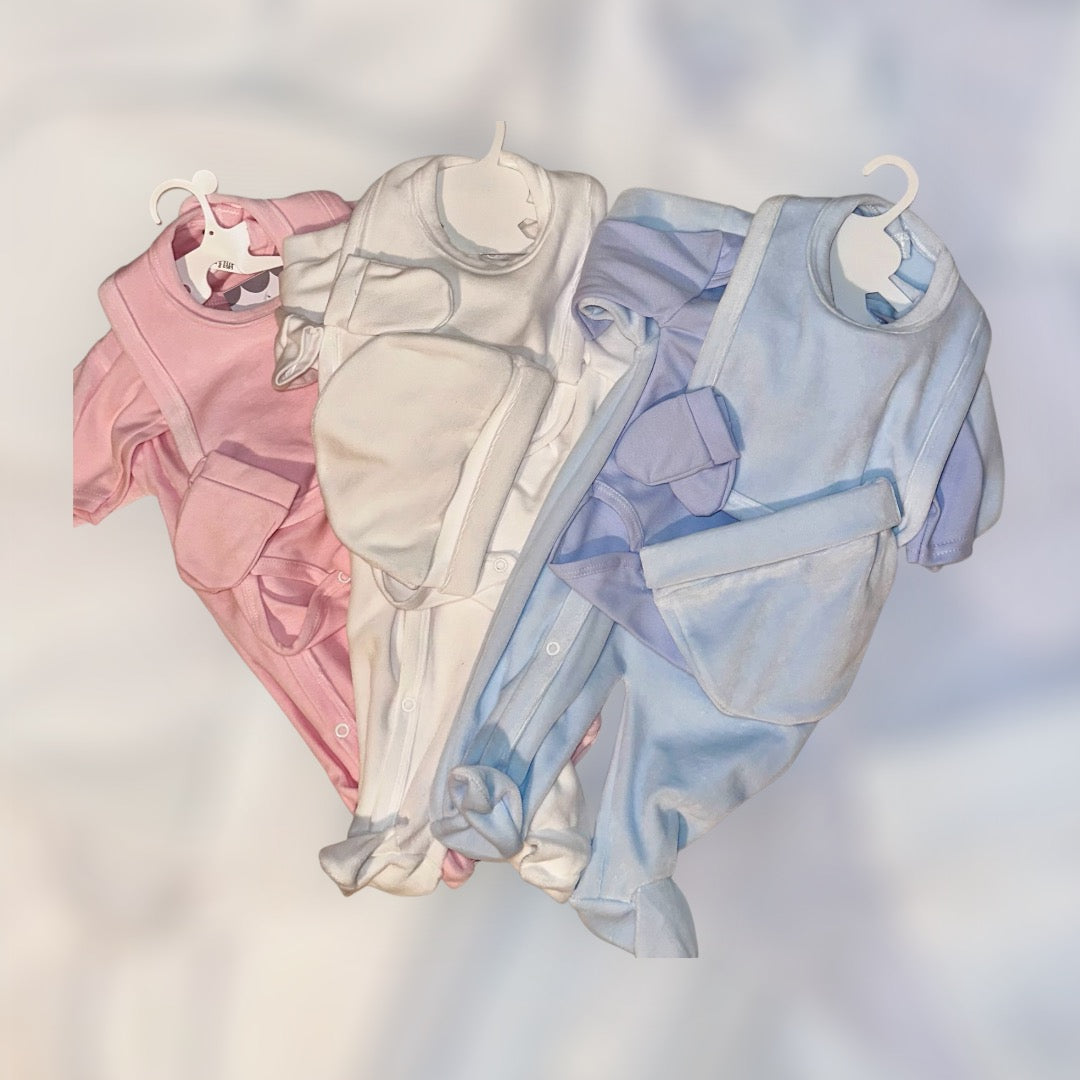 Ensemble 5 pièces en velours 0-3 mois