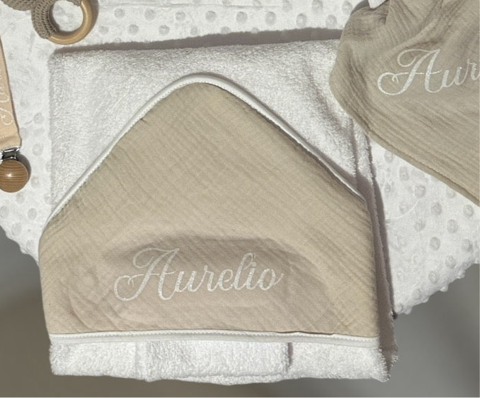 Cape de bain avec gant personnalisable