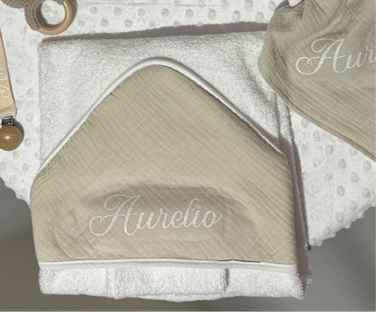 Cape de bain avec gant personnalisable